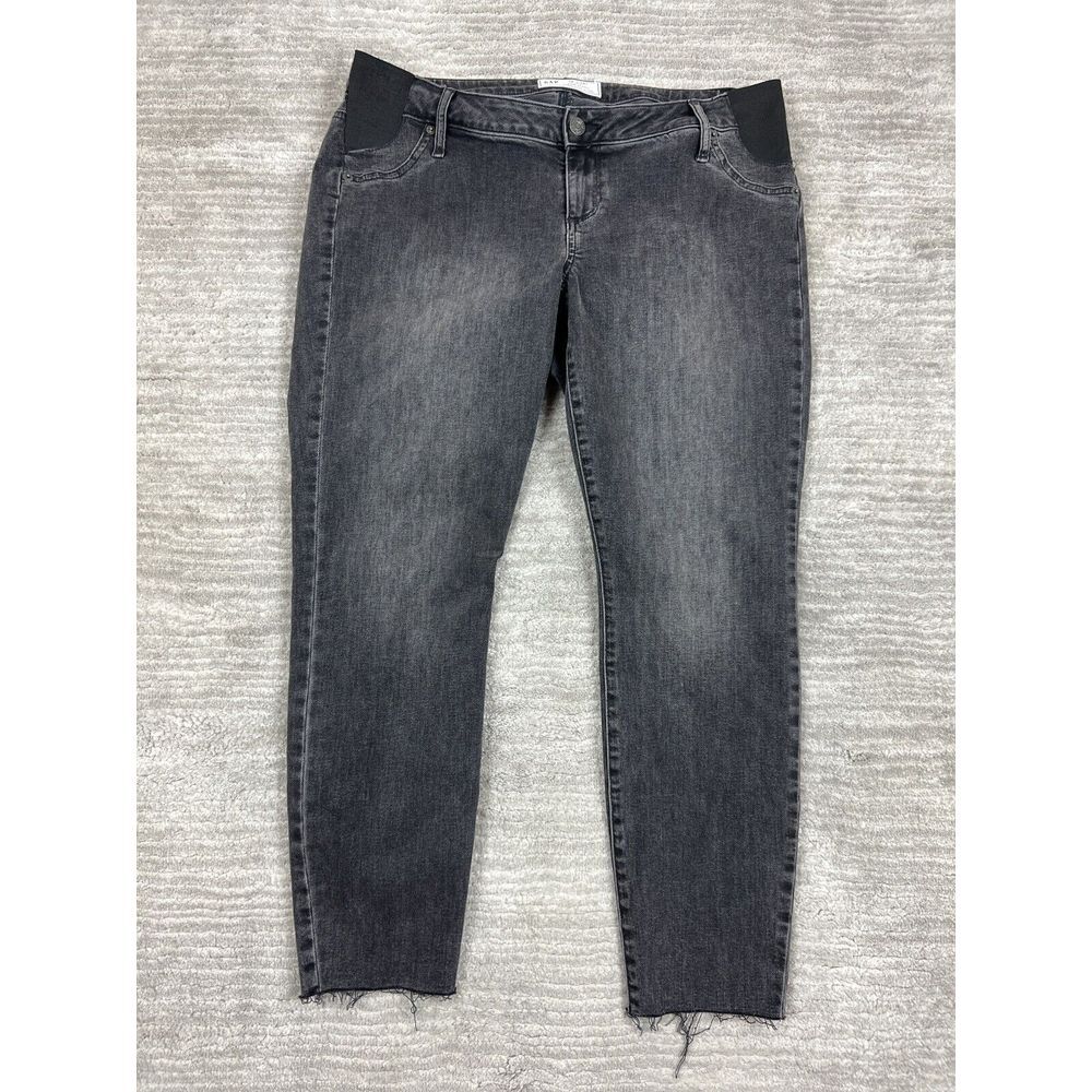 GAP Jeans Womens 32 14S Black Maternity True Skinny Stretch‎ Raw Hem Casual